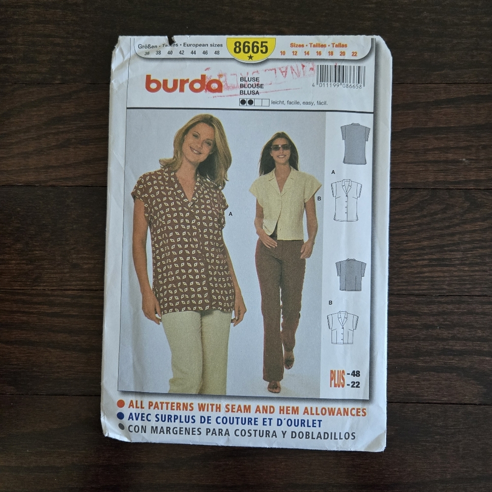 Women's shirt pattern Size 10 to 22